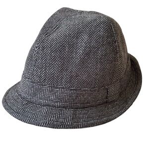 Vintage 2014 Gray Herringbone Fedora Hat. H&M Size M/58. Great Condition!Unisex.